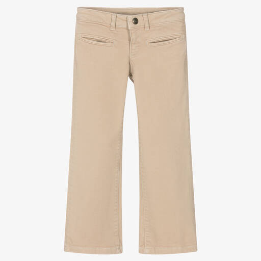 Bonpoint-Girls Beige Flared Denim Jeans | Childrensalon Outlet