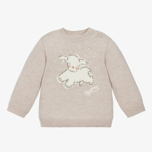 Bonpoint-Girls Beige Merino Knit Jumper | Childrensalon Outlet