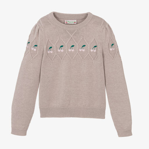 Bonpoint-Girls Beige Wool & Cotton Knit Jumper | Childrensalon Outlet