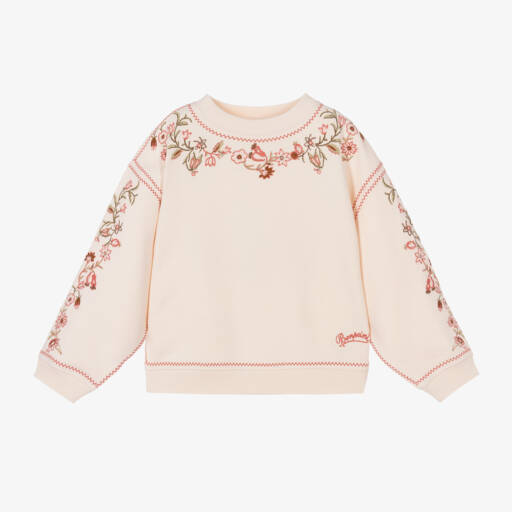 Bonpoint-Girls Blush Floral Cotton Sweatshirt | Childrensalon Outlet