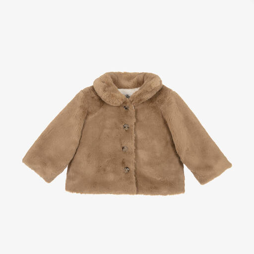 Bonpoint-Girls Brown Faux Fur Coat | Childrensalon Outlet
