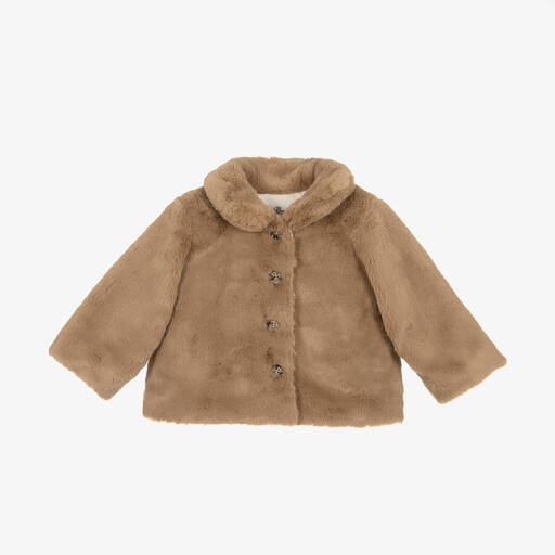 Bonpoint-Manteau marron en fausse fourrure | Childrensalon Outlet