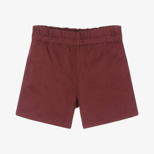Bonpoint-Girls Burgundy Red Cotton Shorts | Childrensalon Outlet