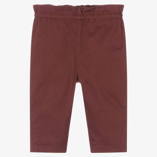 Bonpoint-Girls Burgundy Red Cotton Trousers | Childrensalon Outlet
