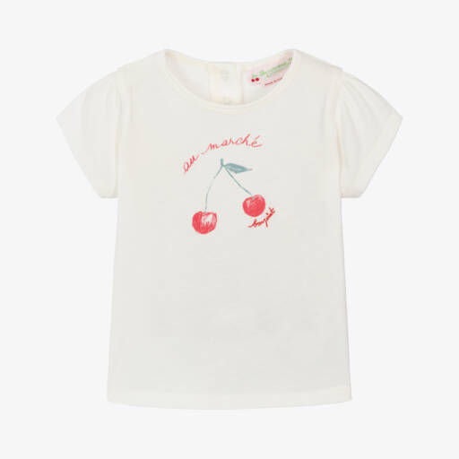 Bonpoint-Girls Cream Cherry Tee | Childrensalon Outlet