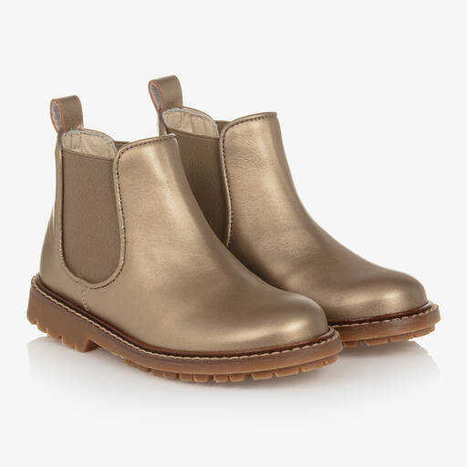 Bonpoint-Girls Gold Metallic Ankle Boots | Childrensalon Outlet