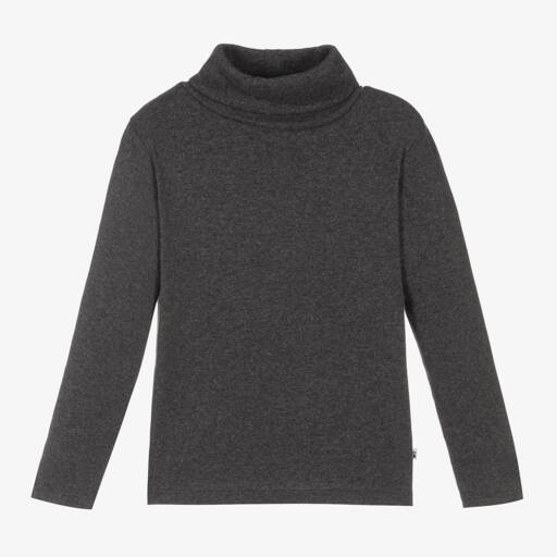 Bonpoint-Girls Grey Cotton Roll Neck Top | Childrensalon Outlet