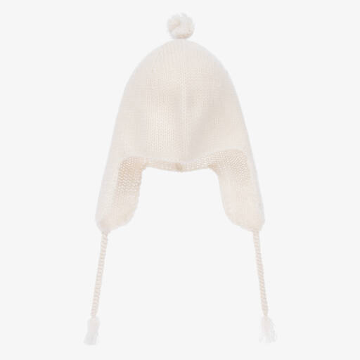 Bonpoint-Girls Ivory Cashmere Earflap Hat | Childrensalon Outlet