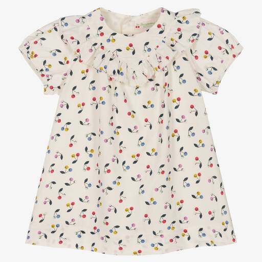 Bonpoint-Girls Ivory Cherry Print Ruffle Dress | Childrensalon Outlet