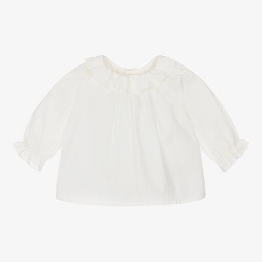 Bonpoint-Кремовая хлопковая блузка для девочек | Childrensalon Outlet