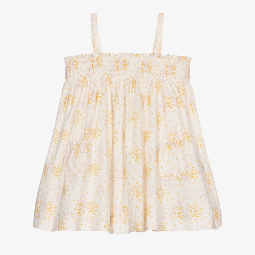 Bonpoint-Кремовое хлопковое платье для девочек | Childrensalon Outlet