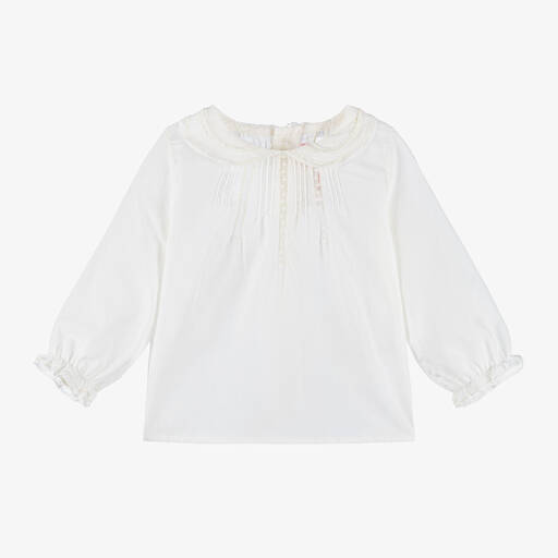 Bonpoint-Girls Ivory Cotton Lace Blouse | Childrensalon Outlet