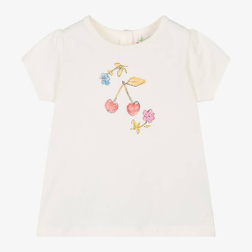 Bonpoint-Girls Ivory Cotton T-Shirt | Childrensalon Outlet