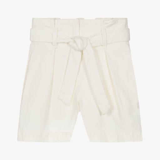 Bonpoint-Girls Ivory Linen & Cotton Belted Shorts | Childrensalon Outlet