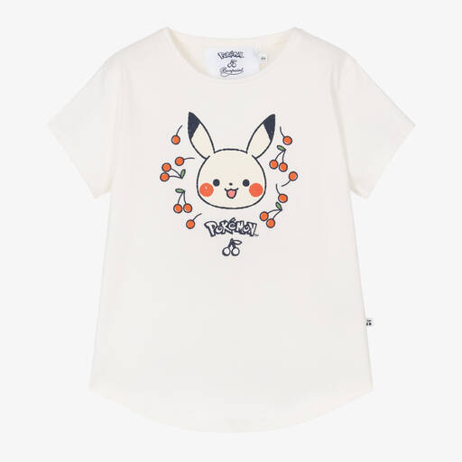 Bonpoint-Girls Ivory Pokémon Cotton T-Shirt | Childrensalon Outlet