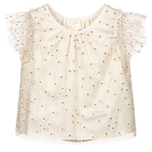 Bonpoint-Girls Ivory Tulle Blouse | Childrensalon Outlet