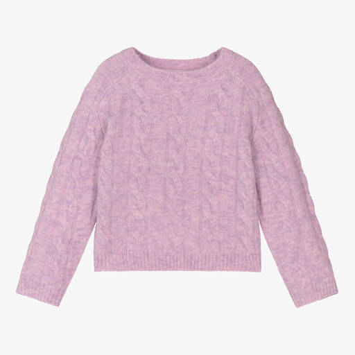 Bonpoint-Girls Lilac Cable Knit Sweater | Childrensalon Outlet
