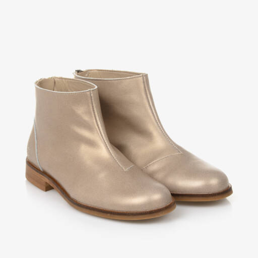 Bonpoint-Girls Metallic Leather Ankle Boots | Childrensalon Outlet