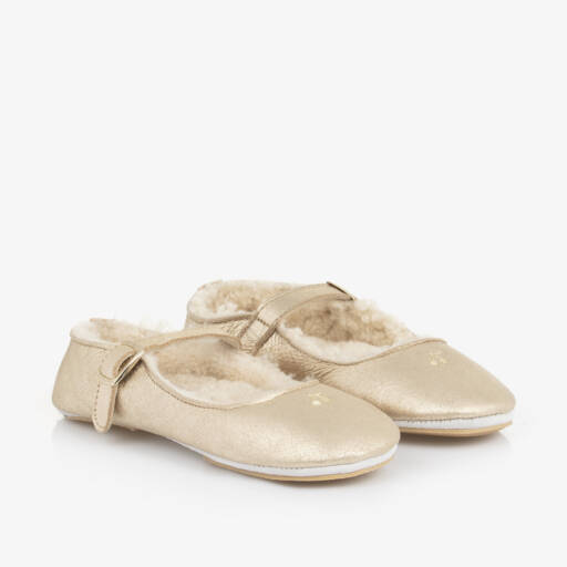 Bonpoint-Girls Metallic Leather Ballet Flats | Childrensalon Outlet
