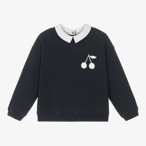 Bonpoint-Kirsch-Baumwoll-Sweatshirt Navyblau | Childrensalon Outlet