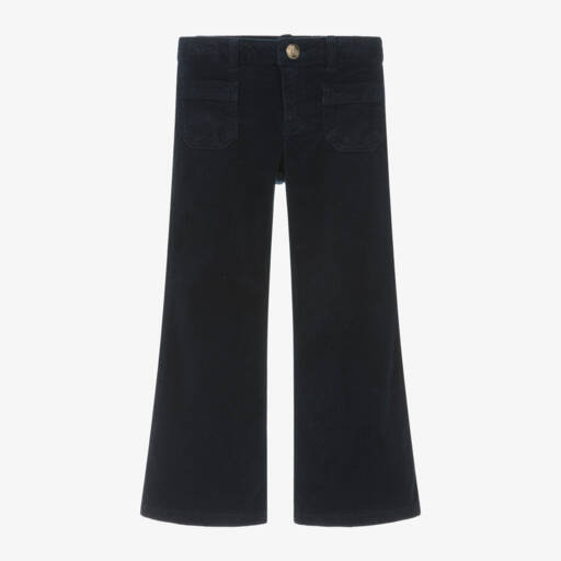 Bonpoint-Girls Navy Flared Cord Trousers | Childrensalon Outlet