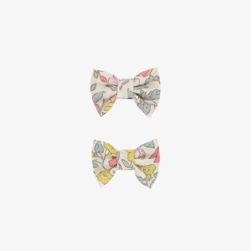 Bonpoint-Girls Pastel Floral Bow Clips Set | Childrensalon Outlet