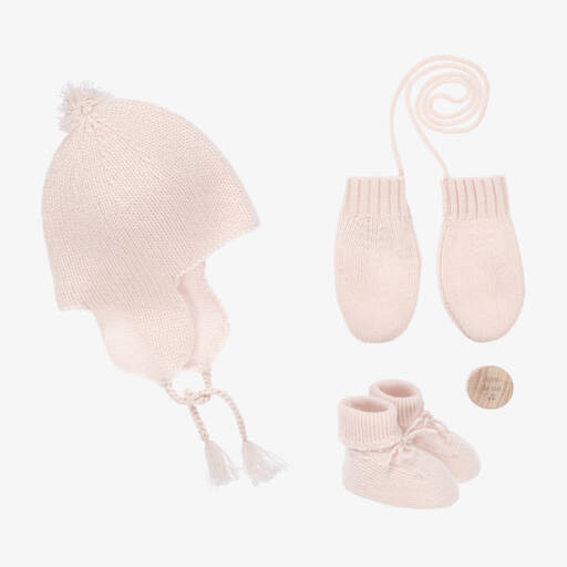 Bonpoint-Girls Pink Cashmere Knit Set | Childrensalon Outlet