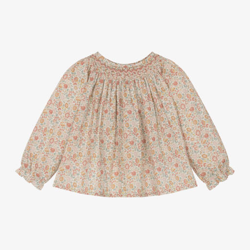 Bonpoint-Girls Pink Cotton Floral Top | Childrensalon Outlet