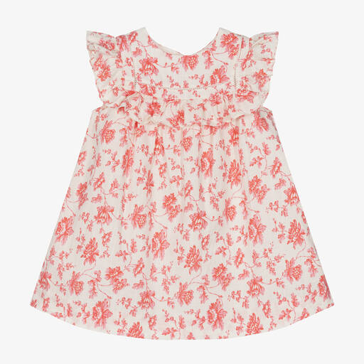 Bonpoint-Girls Pink Floral Cotton Dress  | Childrensalon Outlet