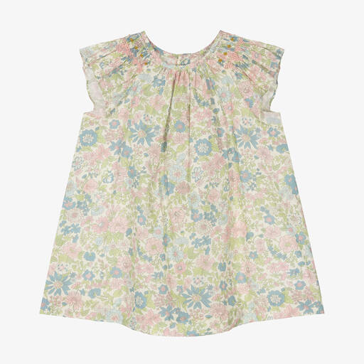 Bonpoint-Kleid mit Liberty-Print rosa & grün | Childrensalon Outlet
