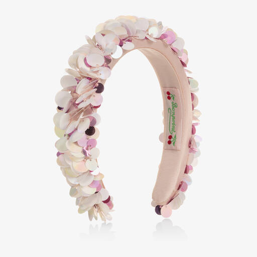 Bonpoint-Girls Pink & Ivory Sequins Hairband | Childrensalon Outlet