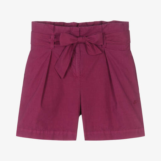 Bonpoint-Girls Purple Cotton Poplin Shorts | Childrensalon Outlet