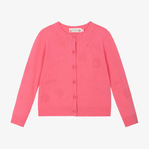 Bonpoint-Girls Soft Cashmere Cherry Cardigan | Childrensalon Outlet