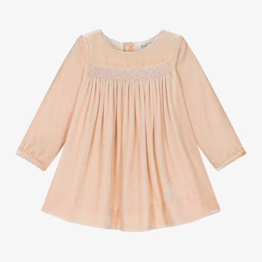 Bonpoint-Girls Velvet Pink Smocked Dress | Childrensalon Outlet