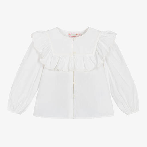 Bonpoint-Girls White Cotton Blouse | Childrensalon Outlet