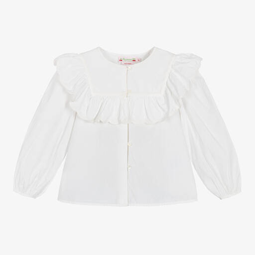 Bonpoint-Girls White Cotton Blouse | Childrensalon Outlet