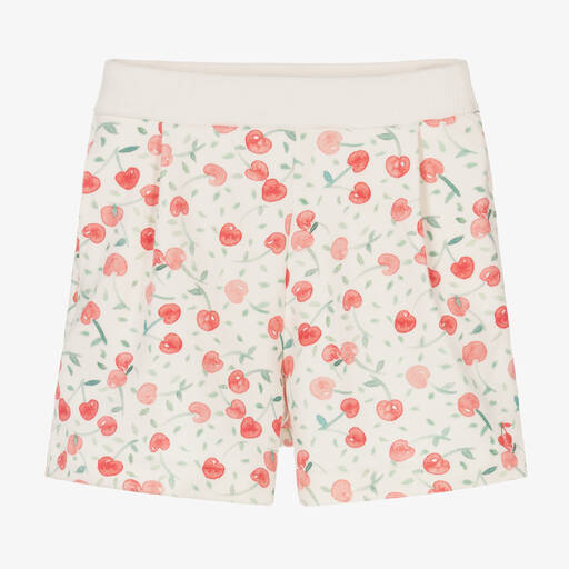 Bonpoint-Girls White Cotton Cherry Shorts | Childrensalon Outlet
