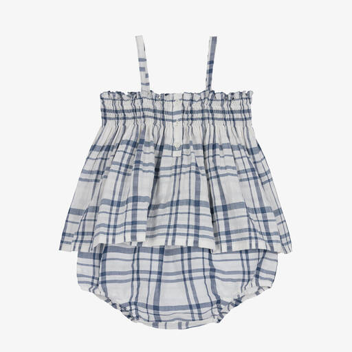Bonpoint-Girls White Cotton & Linen Shorts Set | Childrensalon Outlet