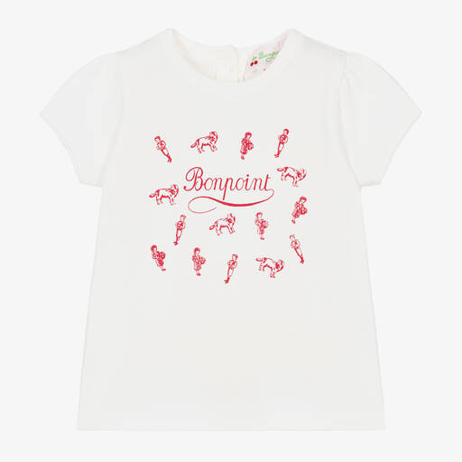 Bonpoint-T-shirt blanc en coton pour fille | Childrensalon Outlet