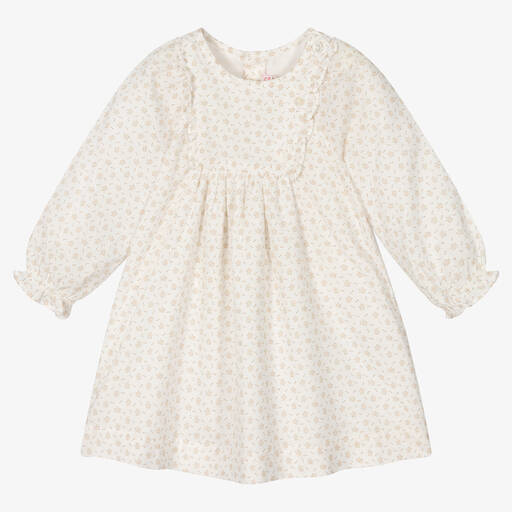 Bonpoint-Girls White Floral Cotton Dress | Childrensalon Outlet