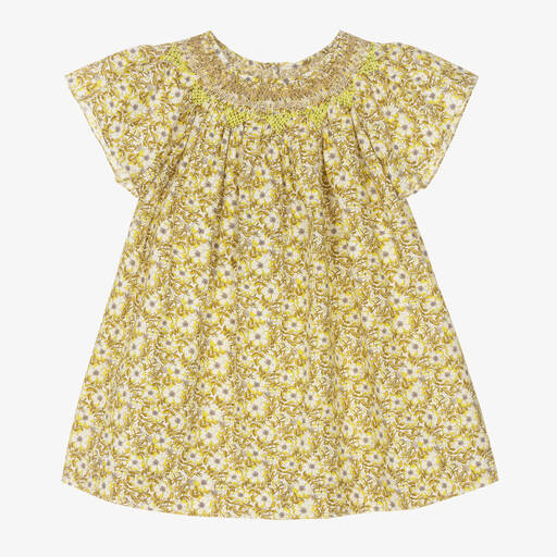 Bonpoint-Girls Yellow Floral Liberty Dress  | Childrensalon Outlet