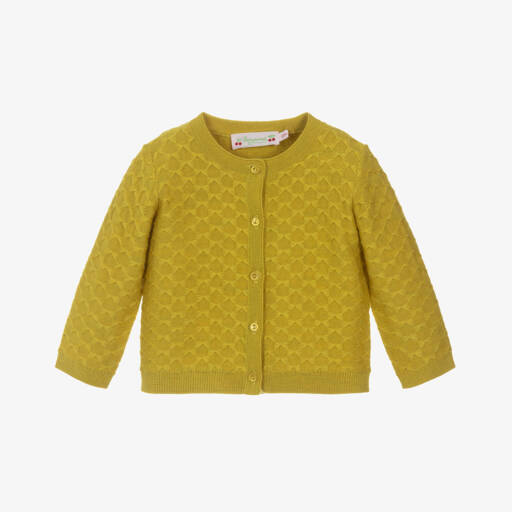 Bonpoint-Girls Yellow Merino Wool Cardigan | Childrensalon Outlet
