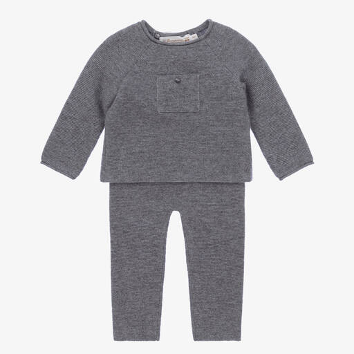 Bonpoint-Grey Cashmere Baby Trouser Set | Childrensalon Outlet
