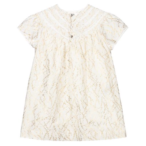 Bonpoint-Ivory Cotton & Silk Dress | Childrensalon Outlet