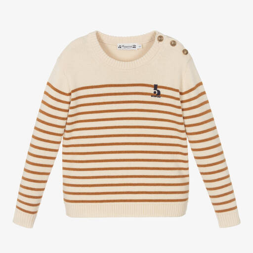 Bonpoint-Ivory Striped Merino Wool Sweater | Childrensalon Outlet