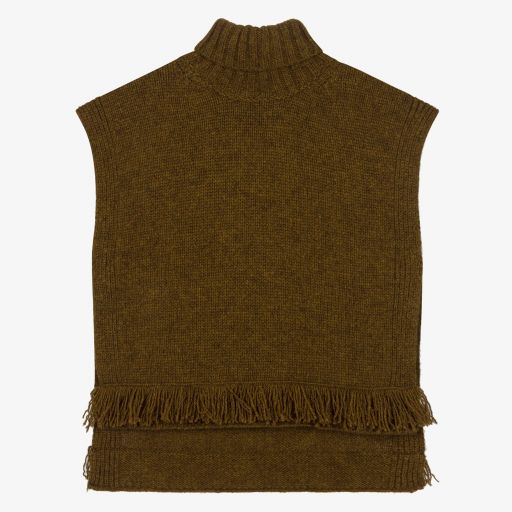 Bonpoint-Khaki Green Wool Poncho | Childrensalon Outlet