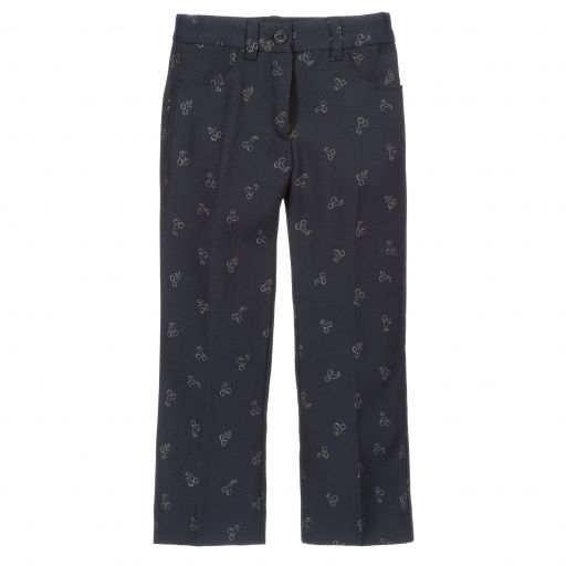 Bonpoint-Navy Blue Jacquard Trousers | Childrensalon Outlet