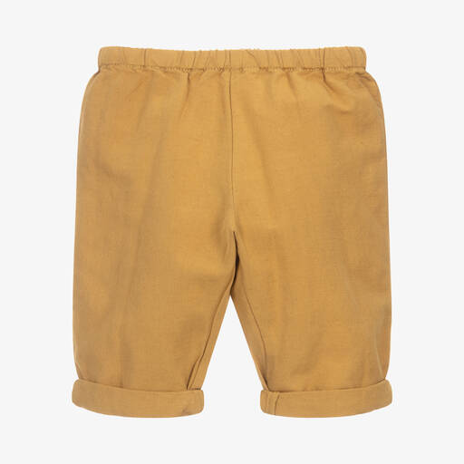 Bonpoint-Ochre Yellow Cotton & Linen Trousers | Childrensalon Outlet