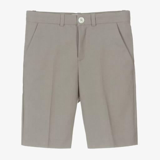 Bonpoint-Teen Boys Grey Cotton & Wool Shorts | Childrensalon Outlet