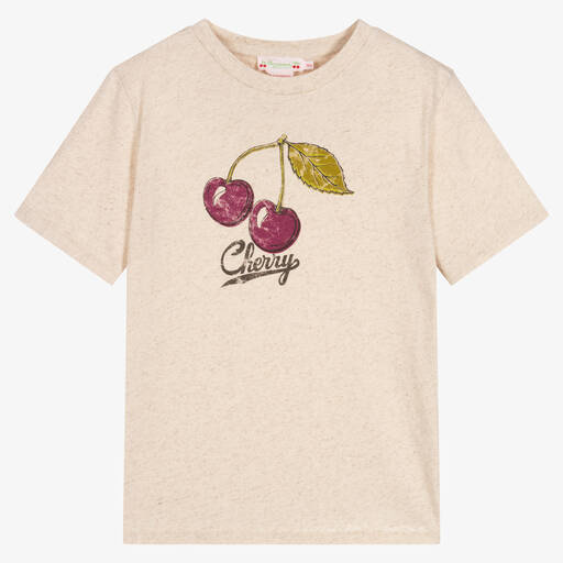 Bonpoint-Teen Girls Beige Cherry T-Shirt | Childrensalon Outlet